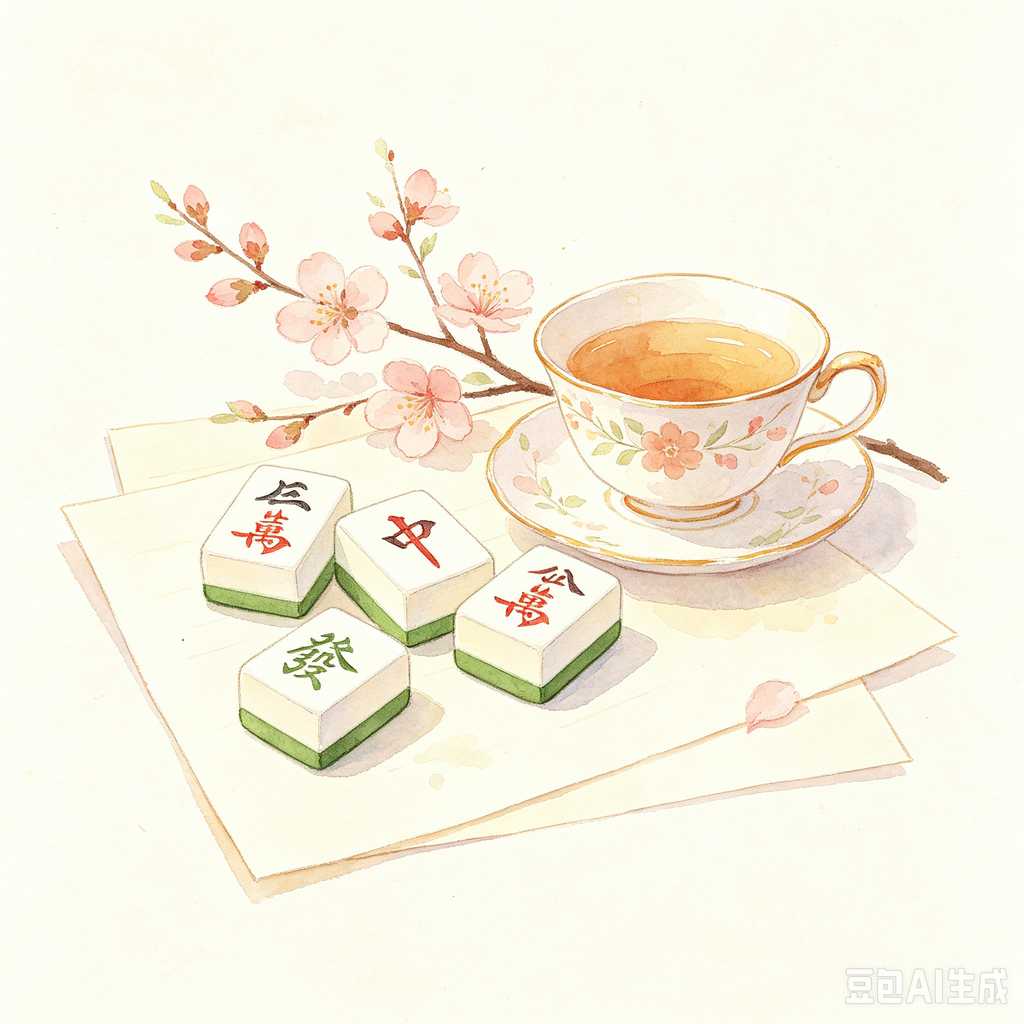 mahjong set with dice and chips